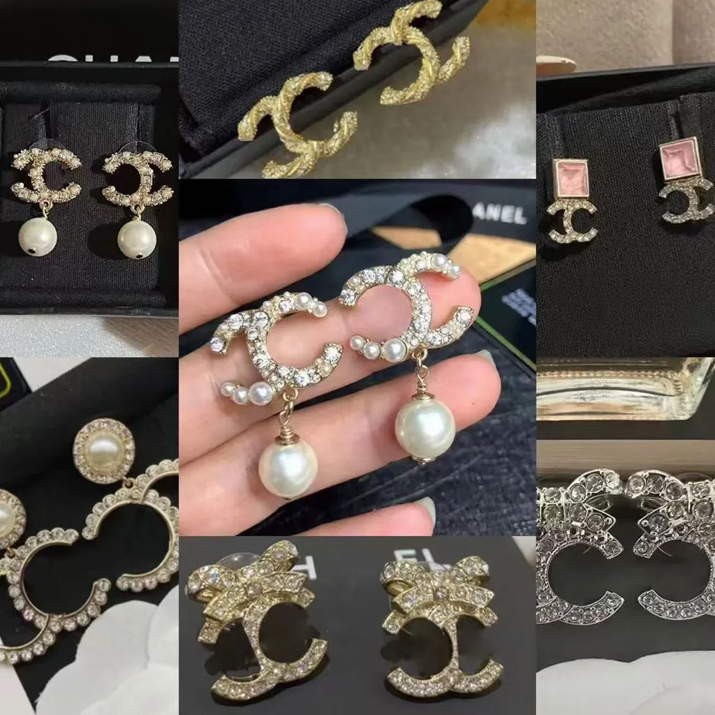 Designer Earrings Earrings Designer Earrings For Woman Luxury Designer Letter Studs Geometric Famous Women's Round Diamond Crystal Pearl Earrings Fashion Jewelry