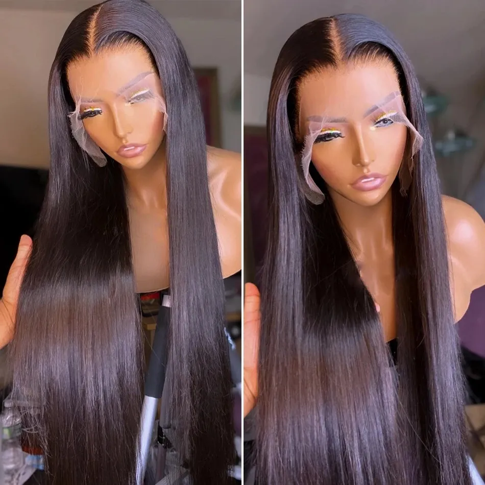 360 Lace Frontal Straight Human Hair Wigs Brazilian 28 30 Inch Synthetic Front Closure Wig For Women